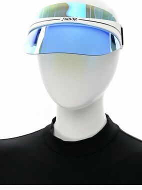 Dior White and Blue Mirrored Visor